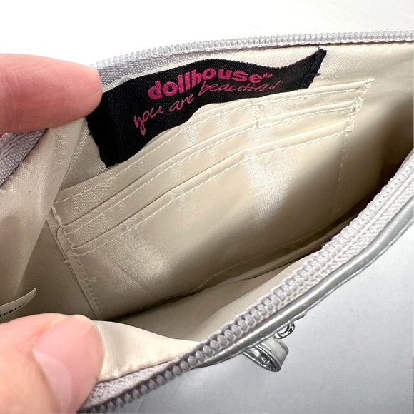 Dollhouse Pink Leopard Silver Glitter Wristlet Clutch - Picture 7 of 10